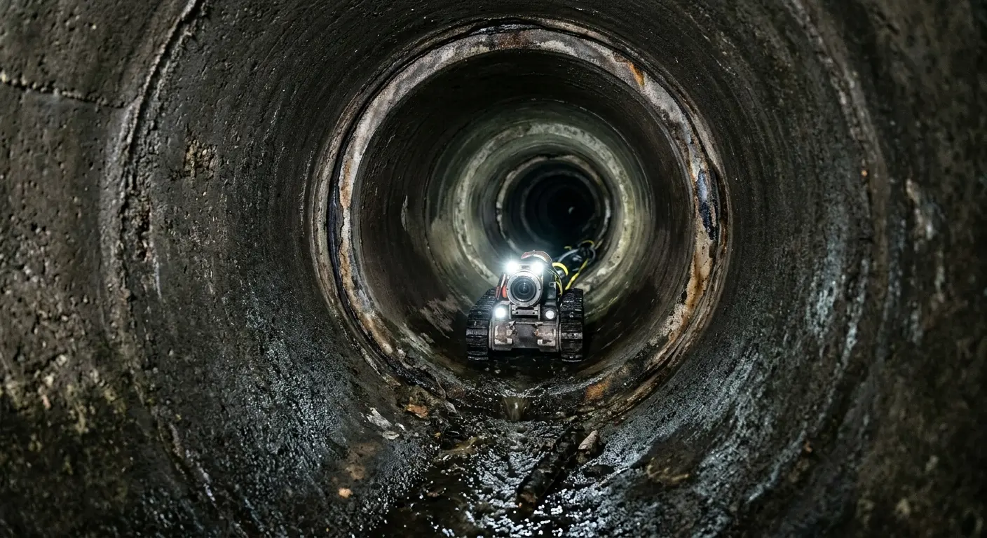 Robotic sewer camera inspecting pipe interior for Sewer Line Repair in Linthicum